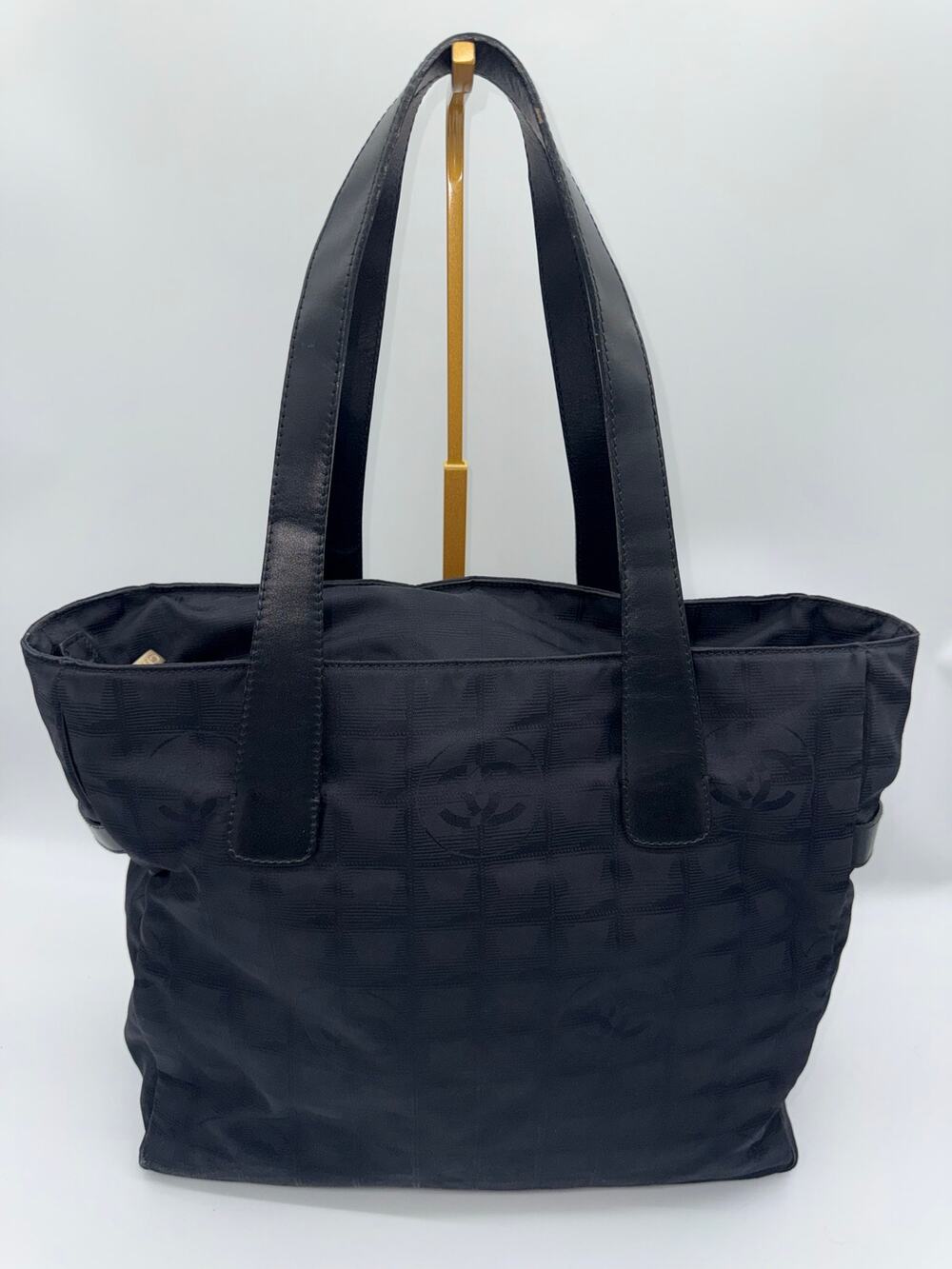 Chanel New Travel Line GM Tote Navy Blue CC Jacquard Bag Rare 8262233